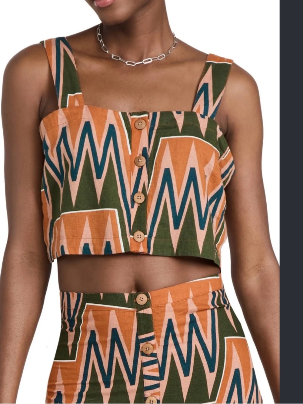 Veronica Beard Women's Tiffany Top Women’s Geometric Button-Front Crop